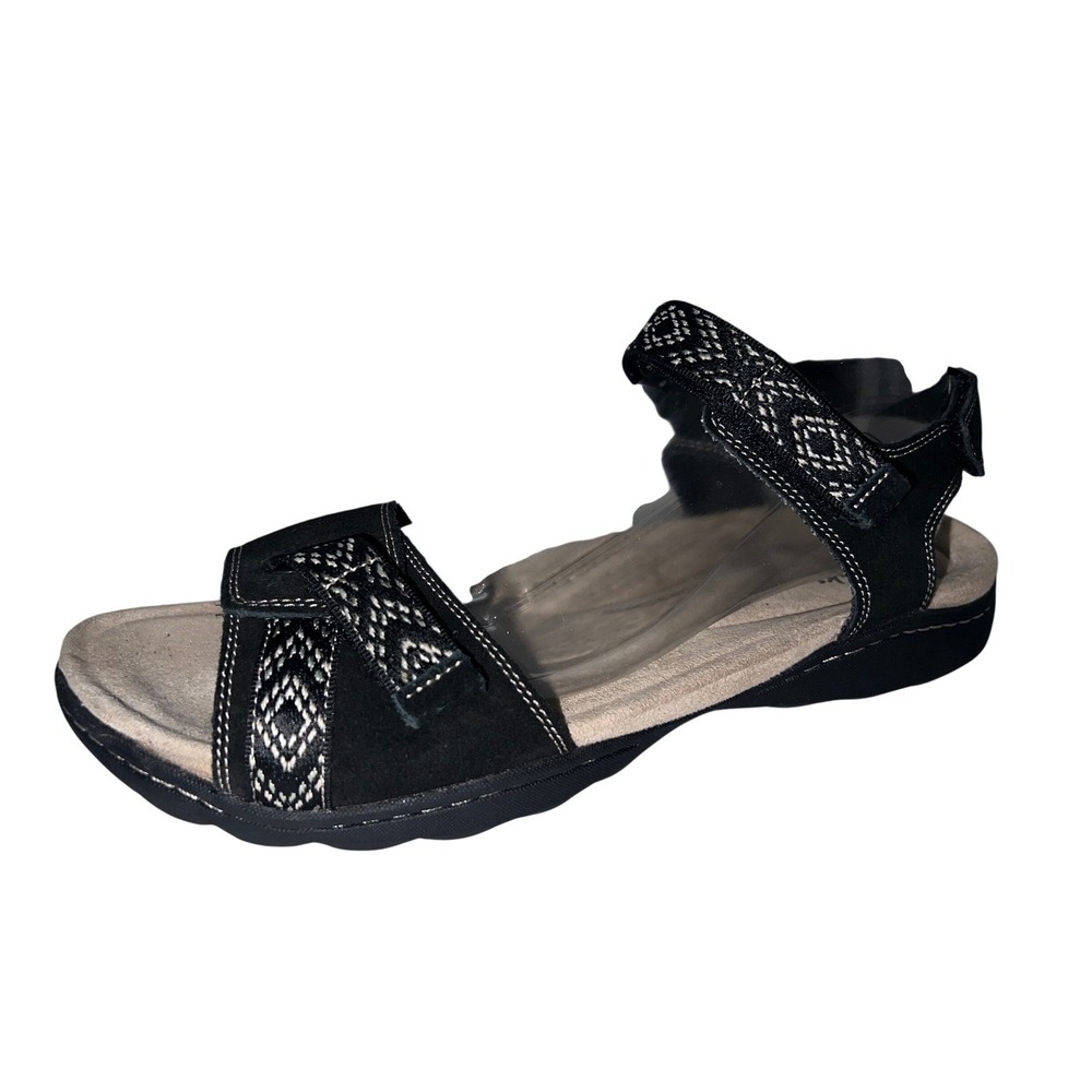 Clarks Collection Womens Black Strappy Sandals Geo Straps Ultimate Comfort 11W